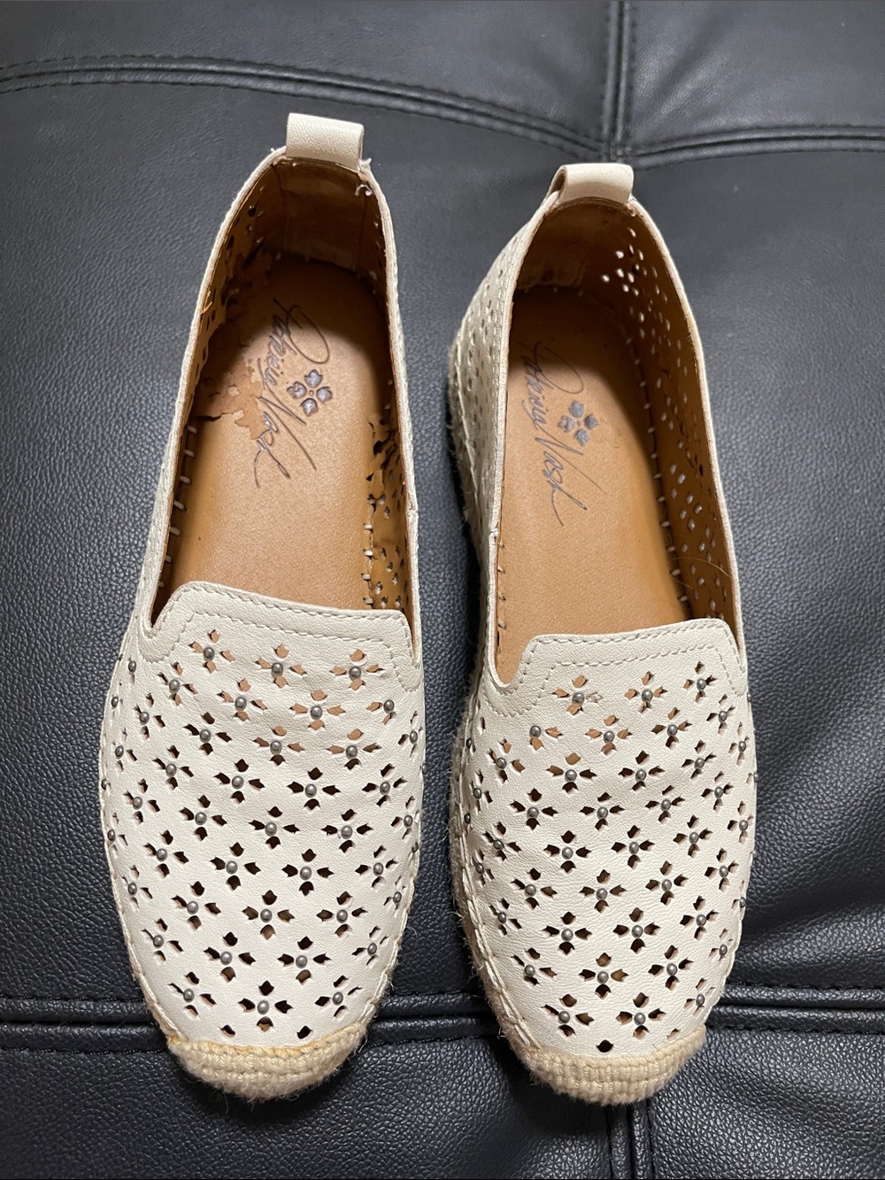 Patricia Nash Cream Laser-Cut Slip-On Espadrilles